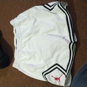 Jordan basketball shorts white red black